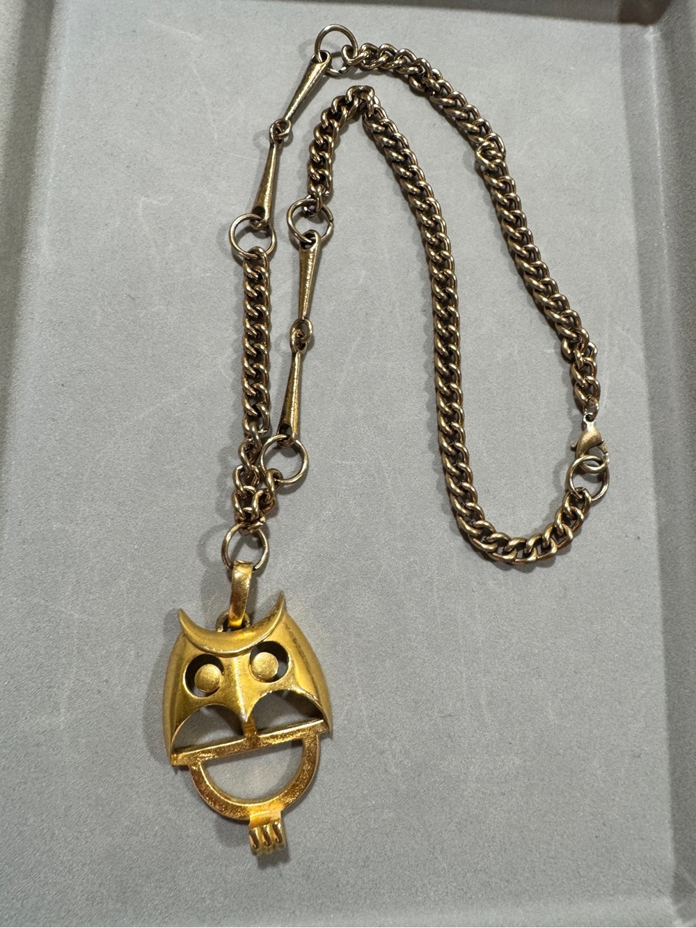 TRIFARI Vintage Gold Owl Pendant Necklace